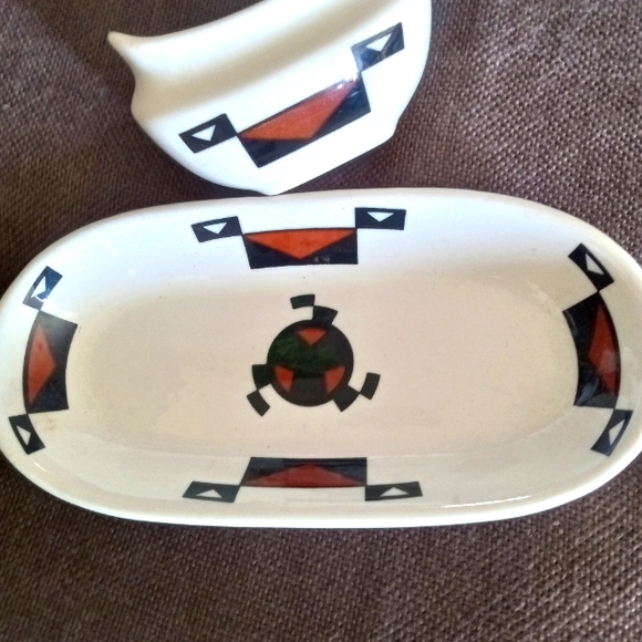 Awahnee Vintage Relish dish and Butter Dish set of 2 Sterling Company - Picture 1 of 3